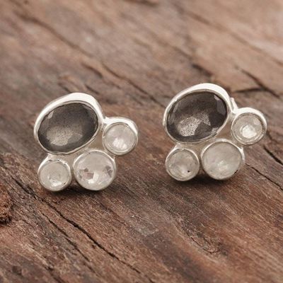 Alternate image for Labradorite and Rainbow Moonstone Stud Earrings Mystic Tiara