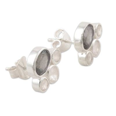 Alternate image for Labradorite and Rainbow Moonstone Stud Earrings Mystic Tiara