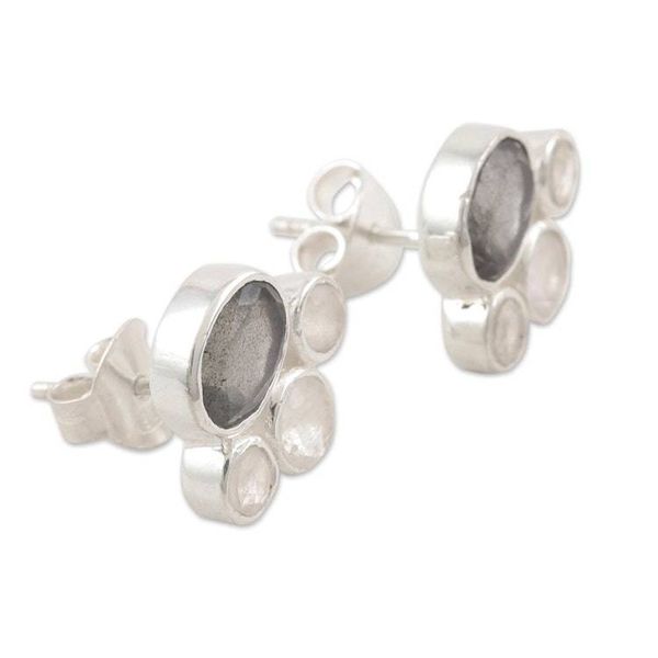 Alternate image for Labradorite and Rainbow Moonstone Stud Earrings Mystic Tiara