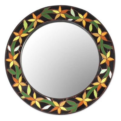 Alternate image for Fair Trade Indian Mosaic Ceramic Mirror Daffodils