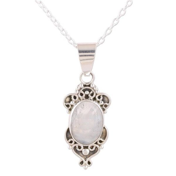 Alternate image for Rainbow Moonstone and Sterling Silver Pendant Necklace Gleam of Hope