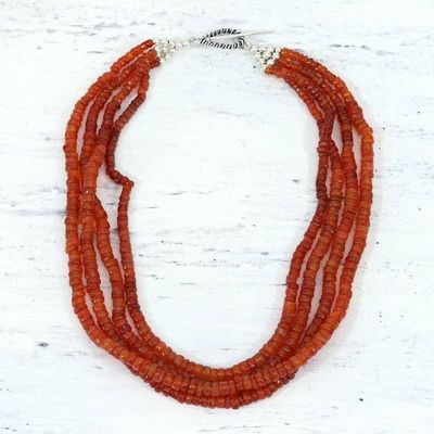 Alternate image for Carnelian Necklace from India Beaded Jewelry Loves Fire