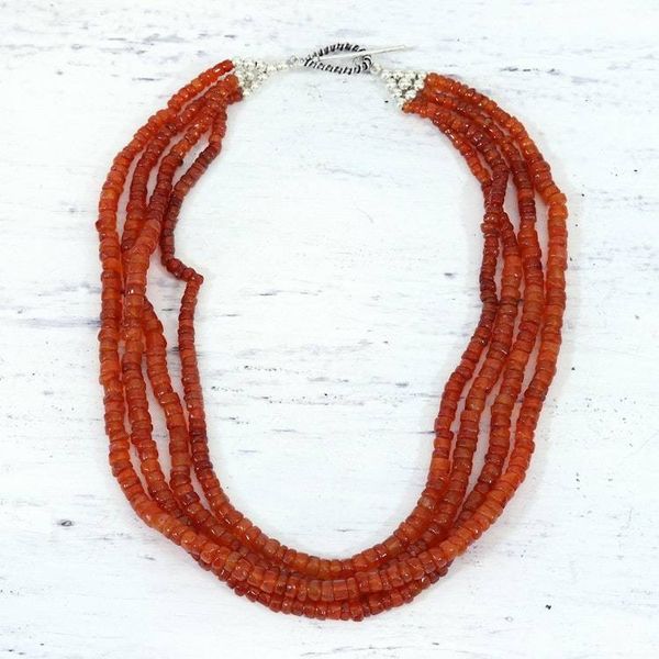 Alternate image for Carnelian Necklace from India Beaded Jewelry Loves Fire