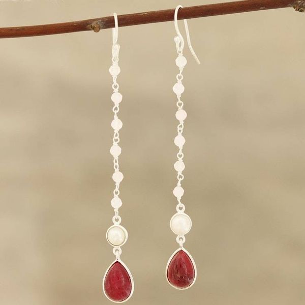 Alternate image for Multi-Gemstone and Sterling Silver Dangle Earrings Harmonious Glow