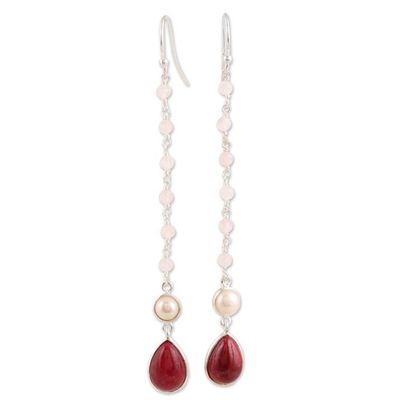 Alternate image for Multi-Gemstone and Sterling Silver Dangle Earrings Harmonious Glow