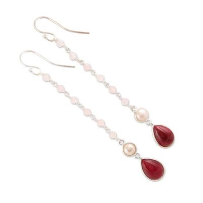 Alternate image for Multi-Gemstone and Sterling Silver Dangle Earrings Harmonious Glow