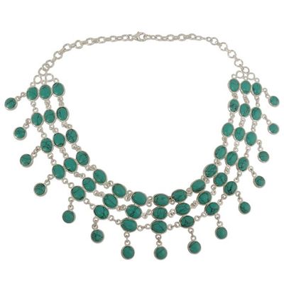 Alternate image for Blue Indian Choker Sterling Silver Jewelry from India Queen of Peace