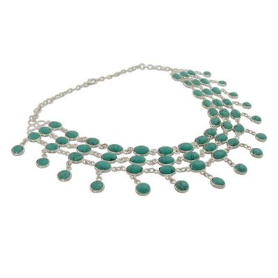 Alternate image for Blue Indian Choker Sterling Silver Jewelry from India Queen of Peace