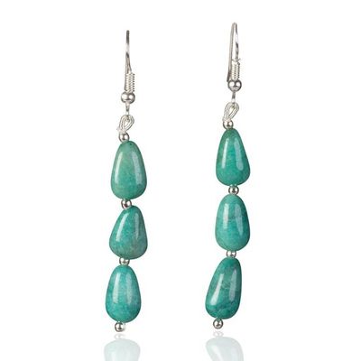 Alternate image for Bohemian Green Onyx Beaded Dangle Earrings from India Emerald Cascade