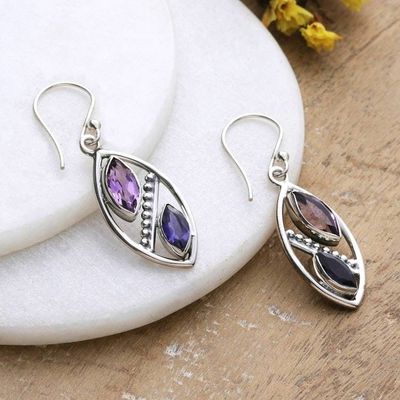Alternate image for Marquise-Shaped Amethyst and Iolite Dangle Earrings Marquises Dream
