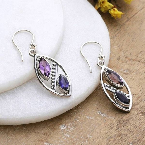 Alternate image for Marquise-Shaped Amethyst and Iolite Dangle Earrings Marquises Dream