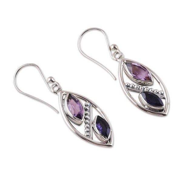 Alternate image for Marquise-Shaped Amethyst and Iolite Dangle Earrings Marquises Dream