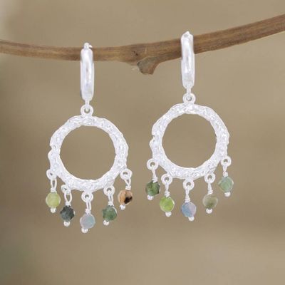 Primary image for Handcrafted Multicolored Chalcedony Dangle Earrings Cool Rain