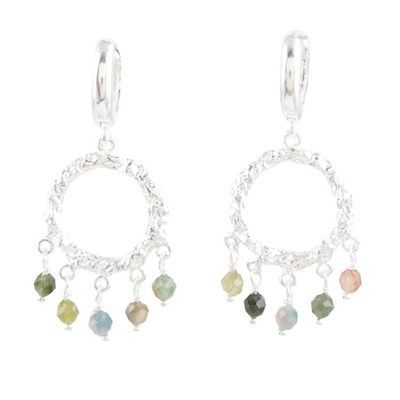 Alternate image for Handcrafted Multicolored Chalcedony Dangle Earrings Cool Rain