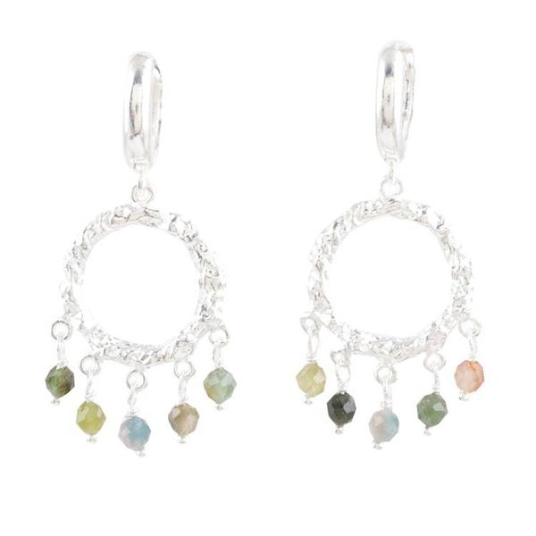 Alternate image for Handcrafted Multicolored Chalcedony Dangle Earrings Cool Rain