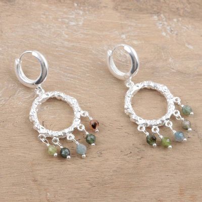 Alternate image for Handcrafted Multicolored Chalcedony Dangle Earrings Cool Rain