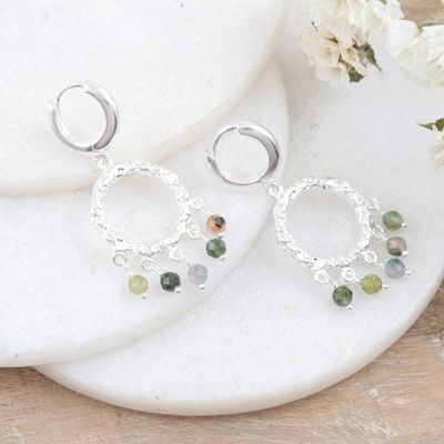 Alternate image for Handcrafted Multicolored Chalcedony Dangle Earrings Cool Rain