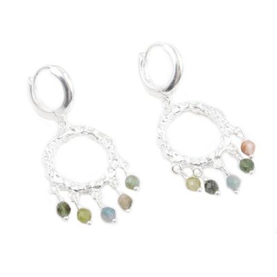 Alternate image for Handcrafted Multicolored Chalcedony Dangle Earrings Cool Rain