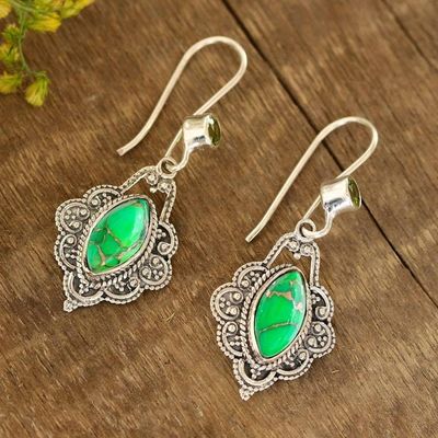 Alternate image for Peridot and Green Composite Turquoise Dangle Earrings Alluring Beauty