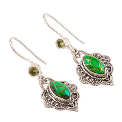 Alternate image for Peridot and Green Composite Turquoise Dangle Earrings Alluring Beauty