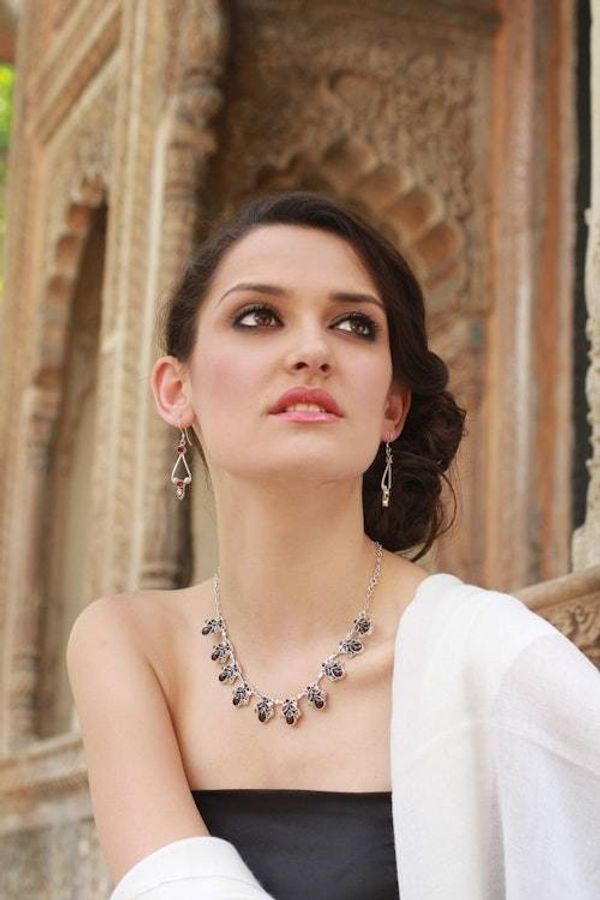 Alternate image for Artisan Crafted Sterling Silver Multigem Necklace Delhi Dynasty