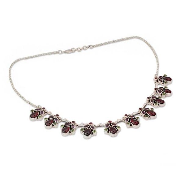 Alternate image for Artisan Crafted Sterling Silver Multigem Necklace Delhi Dynasty