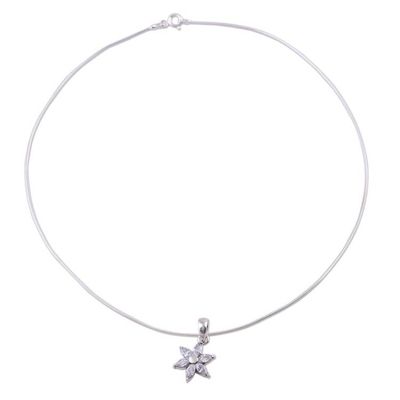 Alternate image for Cubic Zirconia and Sterling Silver Choker Necklace Snow Blossom