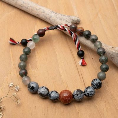 Alternate image for Yoga Tridatu Bloodstone Obsidian Sandstone Mens Bracelet Tridatu Trendy