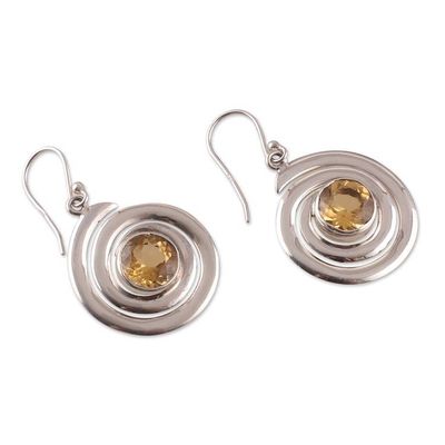 Alternate image for Sterling Silver and Faceted 5-Carat Citrine Dangle Earrings Swirling Success