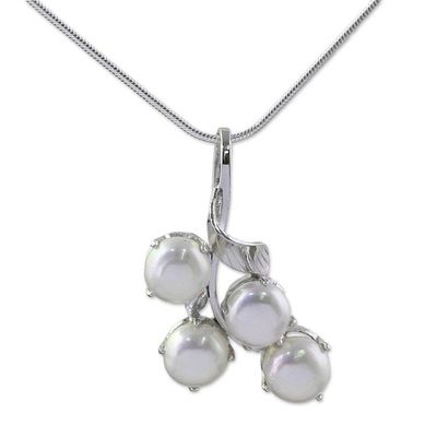 Alternate image for Bridal Pearl Jewelry Sterling Silver Necklace from India Angelic Bouquet