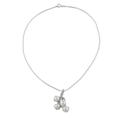 Alternate image for Bridal Pearl Jewelry Sterling Silver Necklace from India Angelic Bouquet