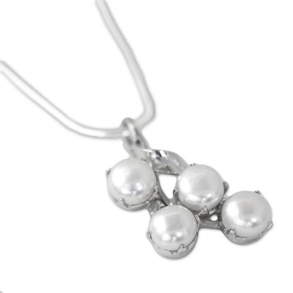 Alternate image for Bridal Pearl Jewelry Sterling Silver Necklace from India Angelic Bouquet