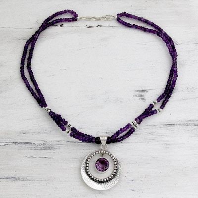 Primary image for Indian Jewelry Sterling Silver Beaded Amethyst Necklace Beautiful Essence