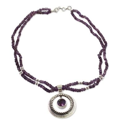 Alternate image for Indian Jewelry Sterling Silver Beaded Amethyst Necklace Beautiful Essence