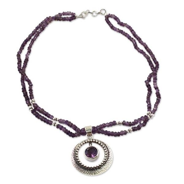 Alternate image for Indian Jewelry Sterling Silver Beaded Amethyst Necklace Beautiful Essence