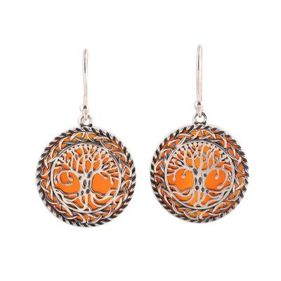 Alternate image for Tree Pattern Carnelian Dangle Earrings from India Tree Grandeur