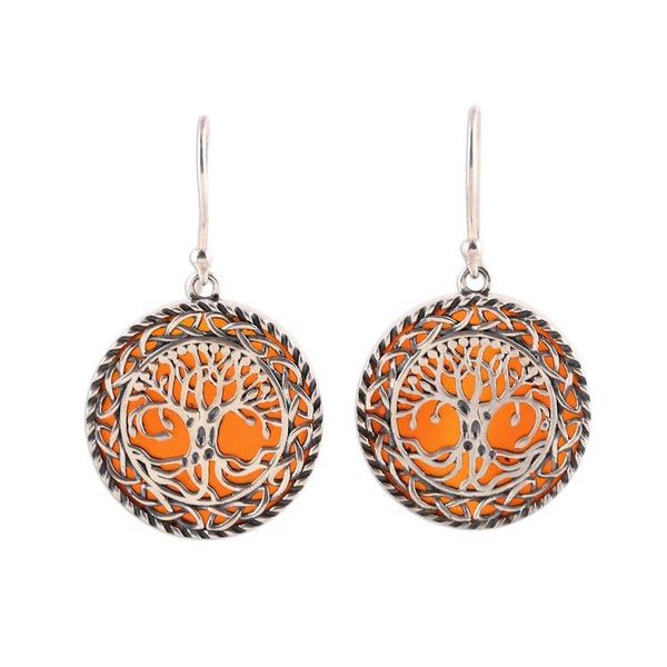 Alternate image for Tree Pattern Carnelian Dangle Earrings from India Tree Grandeur