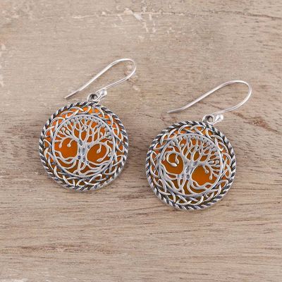 Alternate image for Tree Pattern Carnelian Dangle Earrings from India Tree Grandeur