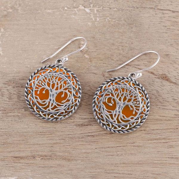 Alternate image for Tree Pattern Carnelian Dangle Earrings from India Tree Grandeur