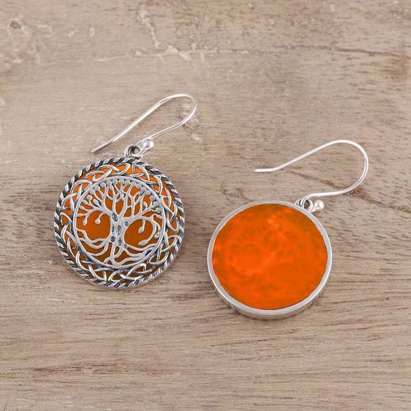 Alternate image for Tree Pattern Carnelian Dangle Earrings from India Tree Grandeur