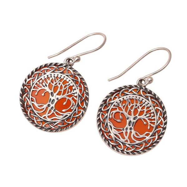 Alternate image for Tree Pattern Carnelian Dangle Earrings from India Tree Grandeur