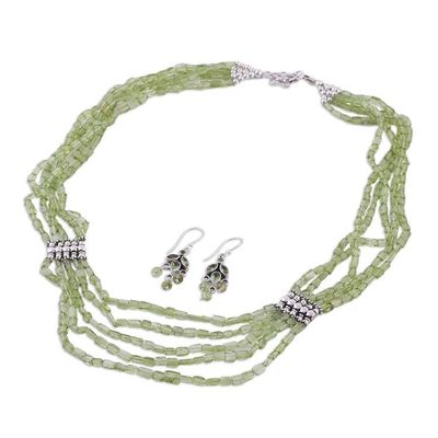 Alternate image for Artisan Crafted Peridot Sterling Silver Beaded Jewelry Set Forever Love