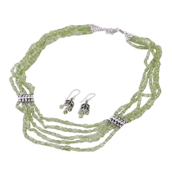 Alternate image for Artisan Crafted Peridot Sterling Silver Beaded Jewelry Set Forever Love