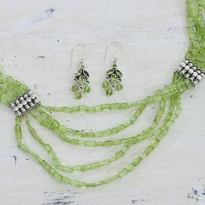 Alternate image for Artisan Crafted Peridot Sterling Silver Beaded Jewelry Set Forever Love