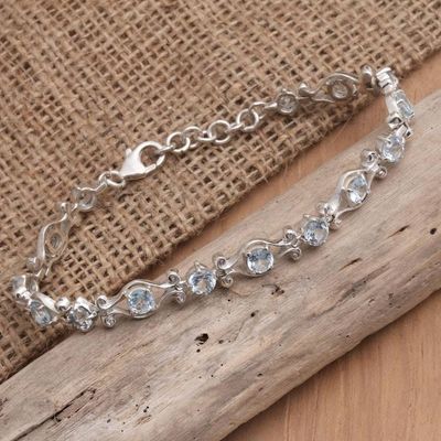 Alternate image for Sterling Silver and Blue Topaz Link Bracelet Party Sparkle
