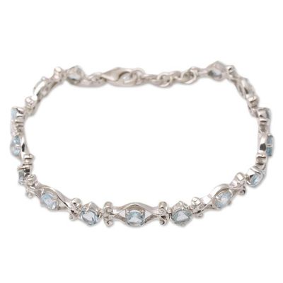Alternate image for Sterling Silver and Blue Topaz Link Bracelet Party Sparkle