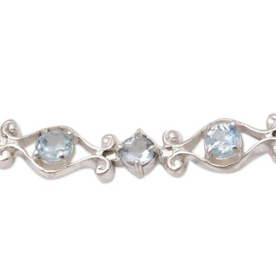 Alternate image for Sterling Silver and Blue Topaz Link Bracelet Party Sparkle