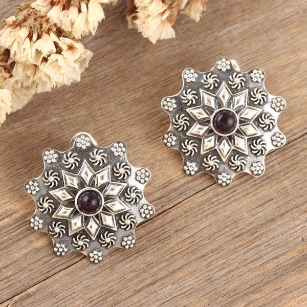 Alternate image for Star-Shaped Sterling Silver Drop Earrings with Amethyst Gems Primaveral Wisdom