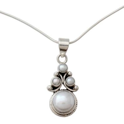 Alternate image for Bridal Pearl Necklace in Sterling Silver from India Angel Tree
