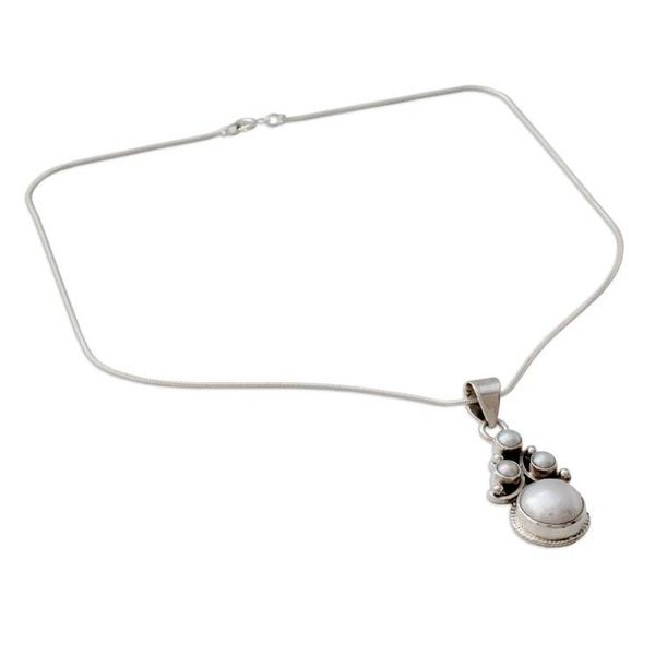 Alternate image for Bridal Pearl Necklace in Sterling Silver from India Angel Tree